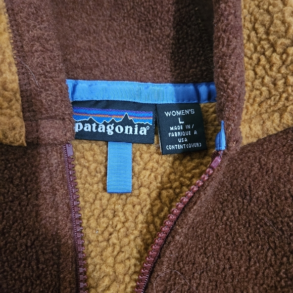 Patagonia Jackets & Blazers - Womens Patagonia Rustic Red/yellow Zipup Fleece With Hood Soze Large